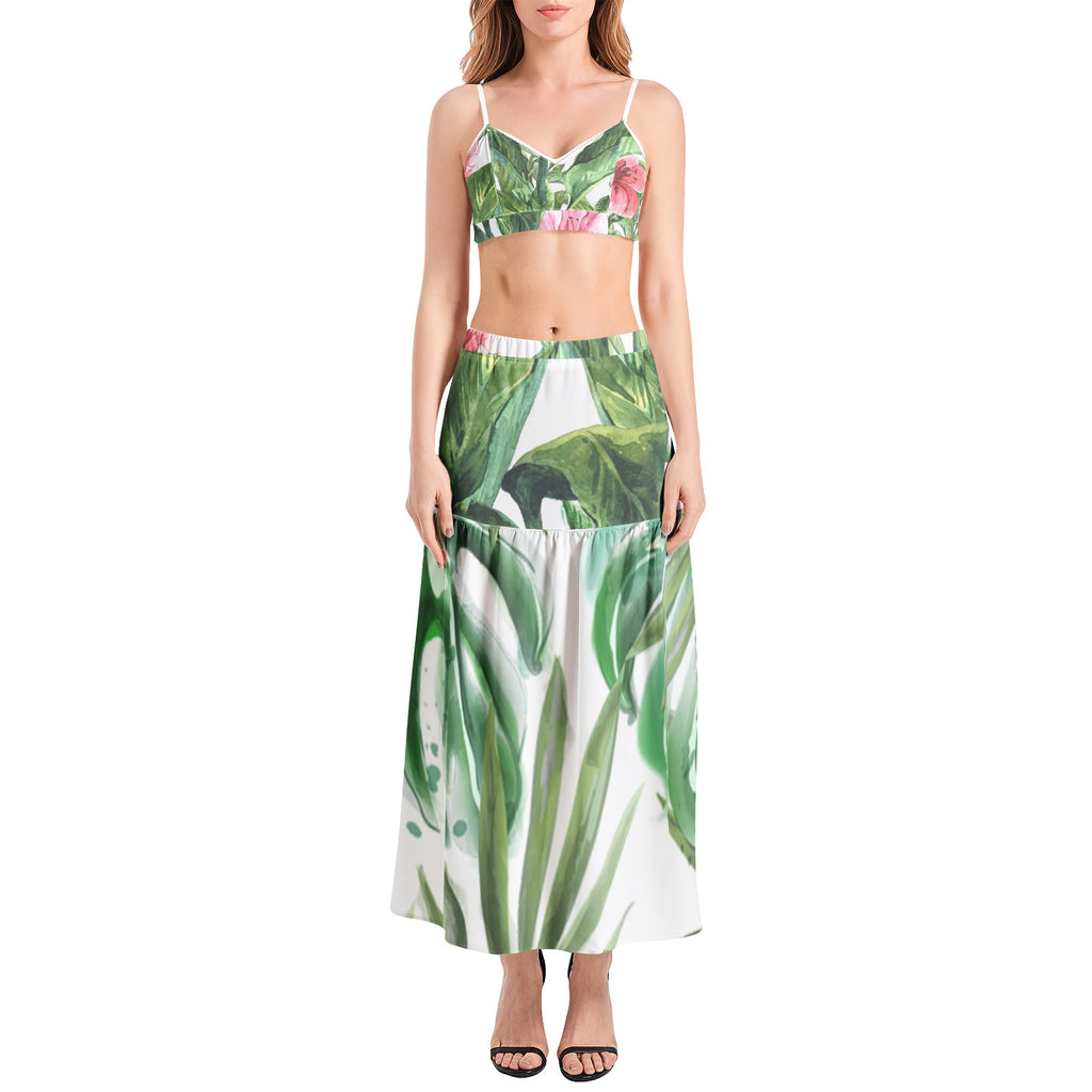 Women's Bralette Top and High Slit Thigh Skirt Set